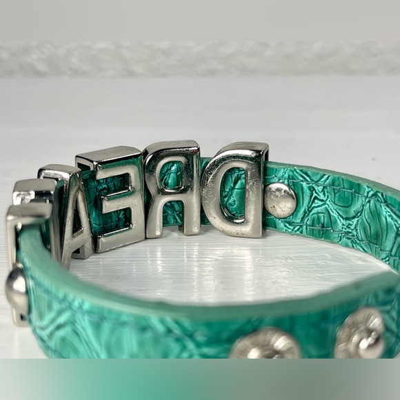 Vintage BCBGeneration Aqua Leather and Chrome Dream Bracelet with Snaps Y2K - Picture 9 of 9